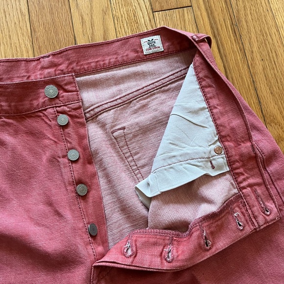 Levi’s 501 White Oak Cone Denim Jeans Red Light Wash Button Fly Classic Colorful - Picture 4 of 14